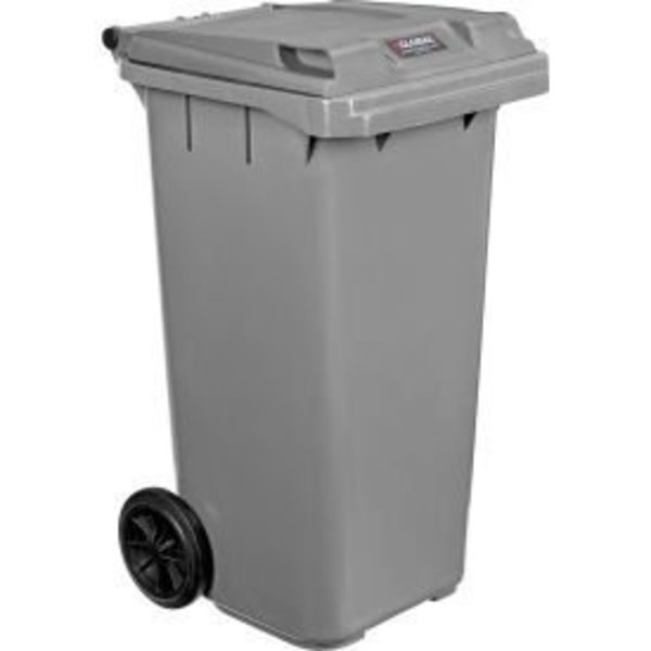 Global Equipment Mobile Trash Container with Lid, 32 Gallon Gray 641338GY
